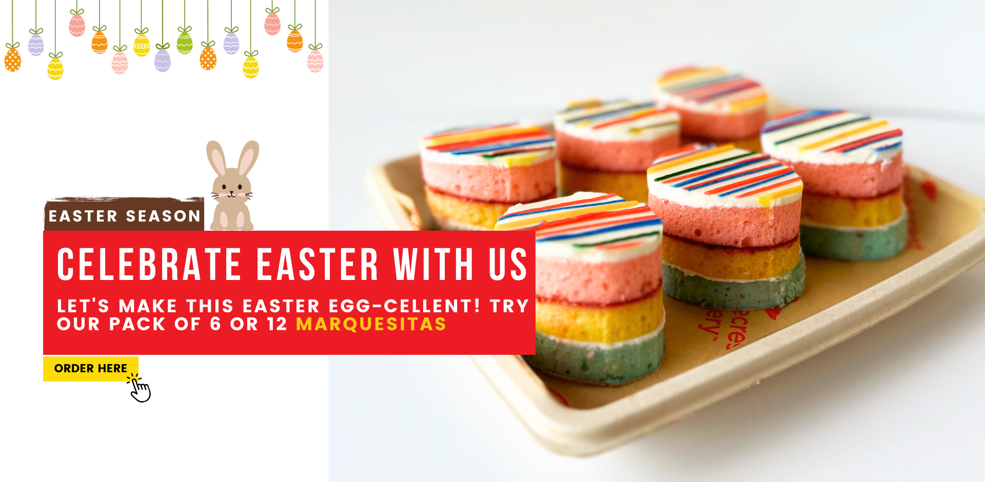 Easter season. Celebrate Easter with us. Let's make this Easter egg-cellent! Try our pack of 6 or 12 Marquesitas. ORDER HERE