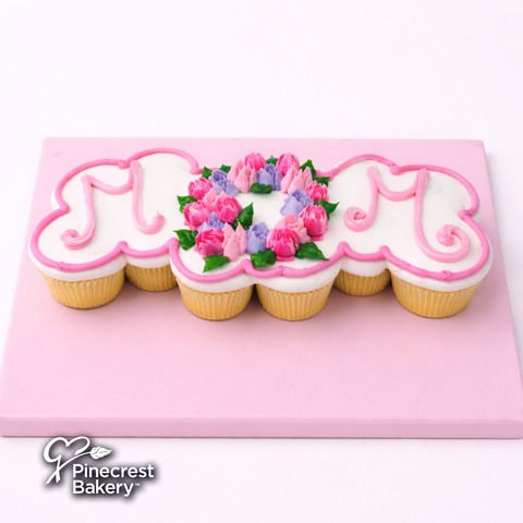 Mother's Day Floral 'Mom' Cupcake Cake